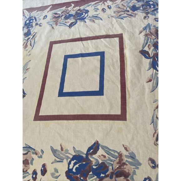 Vintage Floral Tablecloth Iris Pedigree By Thomaston Mills MCM Cotton 1960s - Picture 9 of 11